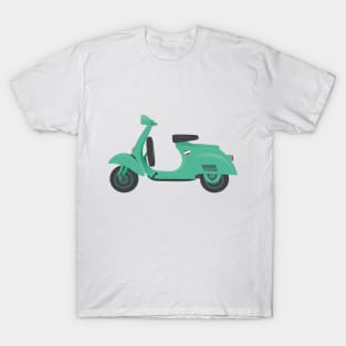 Vintage Green Italian Scooter with "Italian Heart " Sticker, under the Seat T-Shirt